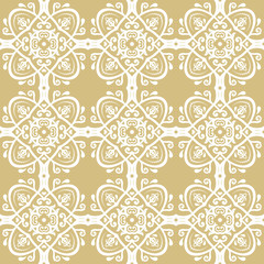 Seamless baroque golden and white pattern. Traditional classic orient ornament