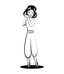 woman comic outline vector illustration eps 10