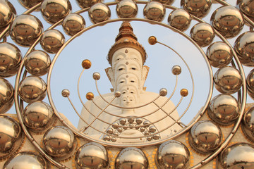 Five Big white Buddhas at Wat phasornkaew Temple,A view of Beautiful temple. Located in Phetchabun province northern of Thailand .