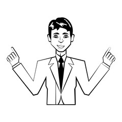 business man comic outline vector illustration eps 10