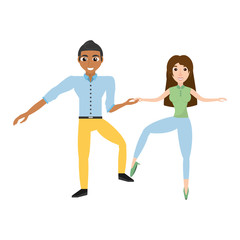 Fototapeta na wymiar fun couple happy dance vector illustration eps 10