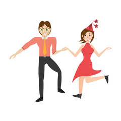 Obraz na płótnie Canvas fun couple happy dance vector illustration eps 10