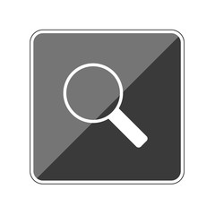 App Button schwarz reflektierend - Lupe Detektiv