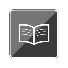 App Button schwarz reflektierend - Buch aufgeklappt