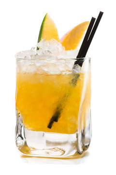 Cocktail alcoholic with fresh mango isolated
