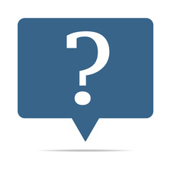 Blaue Sprechblase mit Fragezeichen FAQ