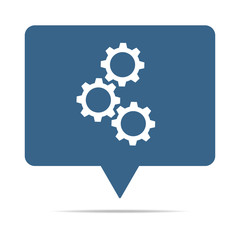 Blaue Sprechblase mit Zahnräder - Optionen