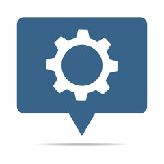 Blaue Sprechblase mit Zahnrad