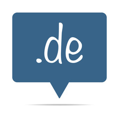 Blaue Sprechblase mit de-Deutschland Domain - Internetadresse