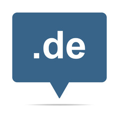 Blaue Sprechblase mit .de - Domain
