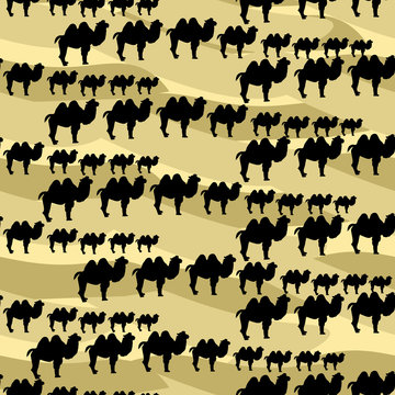 Seamless pattern Camel silhouette smiling a cartoon .  illustration