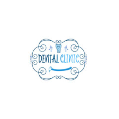 Typographic badges - Dental clinic. On the basis of script fonts, handmade. It can be used to design your printed products