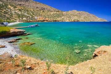 Turquise water of Mirabello bay on Crete, Greece