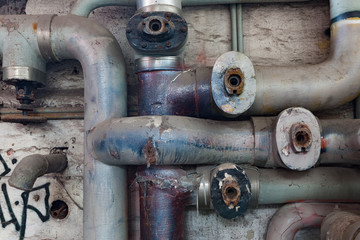 Pipes in abandoned factory