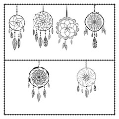 A set of dream catchers.