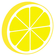 Realistic lemon slice in white isolated background