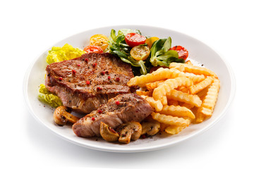 Roast steak with french fries