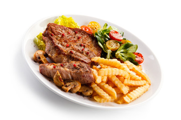 Roast steak with french fries