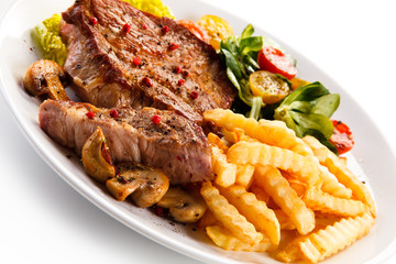 Roast steak with french fries