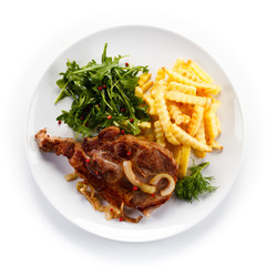 Roast steak with french fries