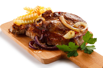 Roast steak with french fries