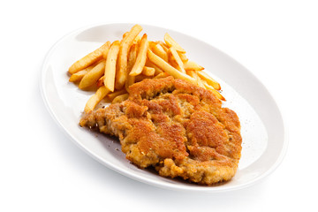 Fried pork chop with french fries