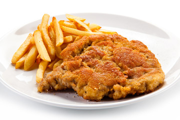 Fried pork chop with french fries