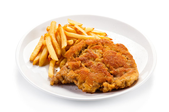 Fried pork chop with french fries