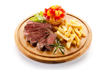 Grilled steaks with french fries