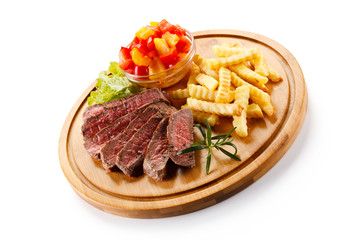 Grilled steaks with french fries