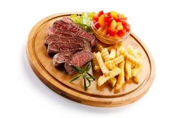Grilled steaks with french fries