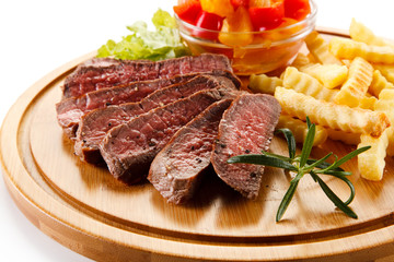 Grilled steaks with french fries