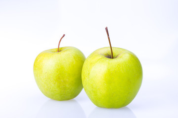delicious juicy fresh green Apple on white background