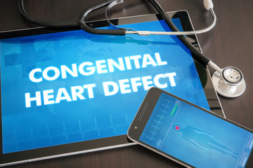 Congenital heart defect (congenital disorder) diagnosis medical concept on tablet screen with...
