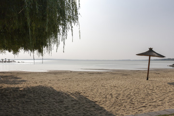 Beach on Lake Balaton. The town of Keszthely. Hungary.