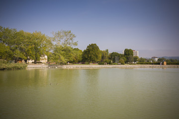 Fototapeta na wymiar Embankment the town of Keszthely. Lake Balaton. Hungary.