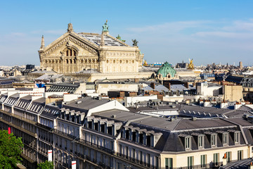 View of Paris from the roof of the building. Paris, France