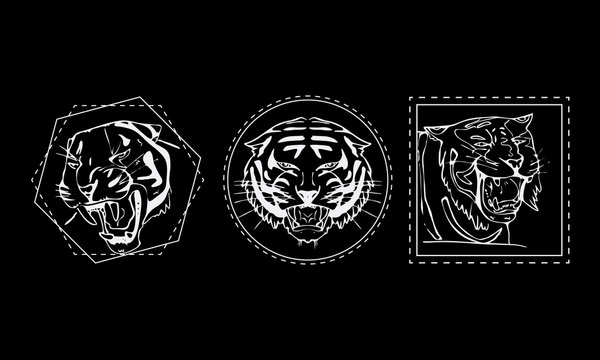 Tiger muzzle emblem set