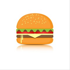 Hamburger with meat, lettuce, cheese and tomato