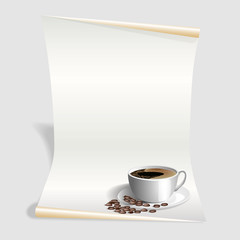 Blank menu template, White Coffee card.