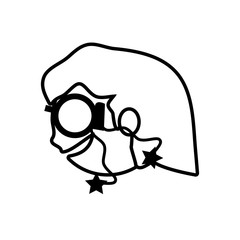 face girl funny glasses outline vector illustration eps 10