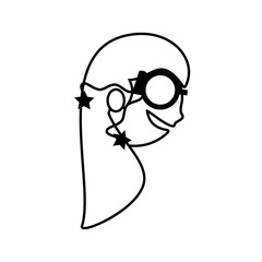 face girl funny glasses outline vector illustration eps 10