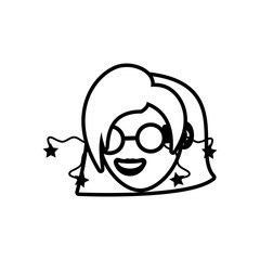 face girl funny glasses outline vector illustration eps 10