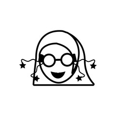face girl funny glasses outline vector illustration eps 10