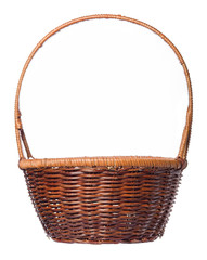 Wicker basket isolated on white background. Side view.