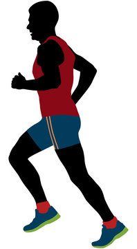 Black Silhouette Male Runner Of Average Years Colour Sportswear