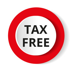 Round red icon tax free, Vector illustration.