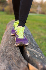 Balance training outdoor in a park.