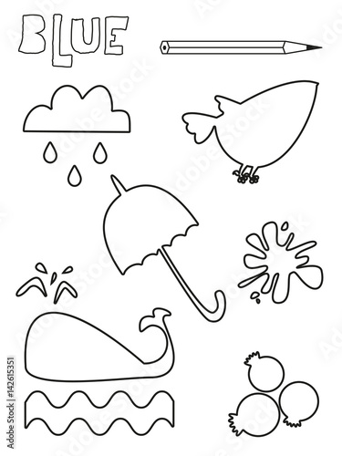 Download "Coloring page, blue things set. Single color worksheets ...