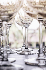 water glass on the shelves , Drinking water container, Empty water glass